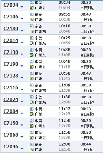 广深和谐号时刻表最新详解